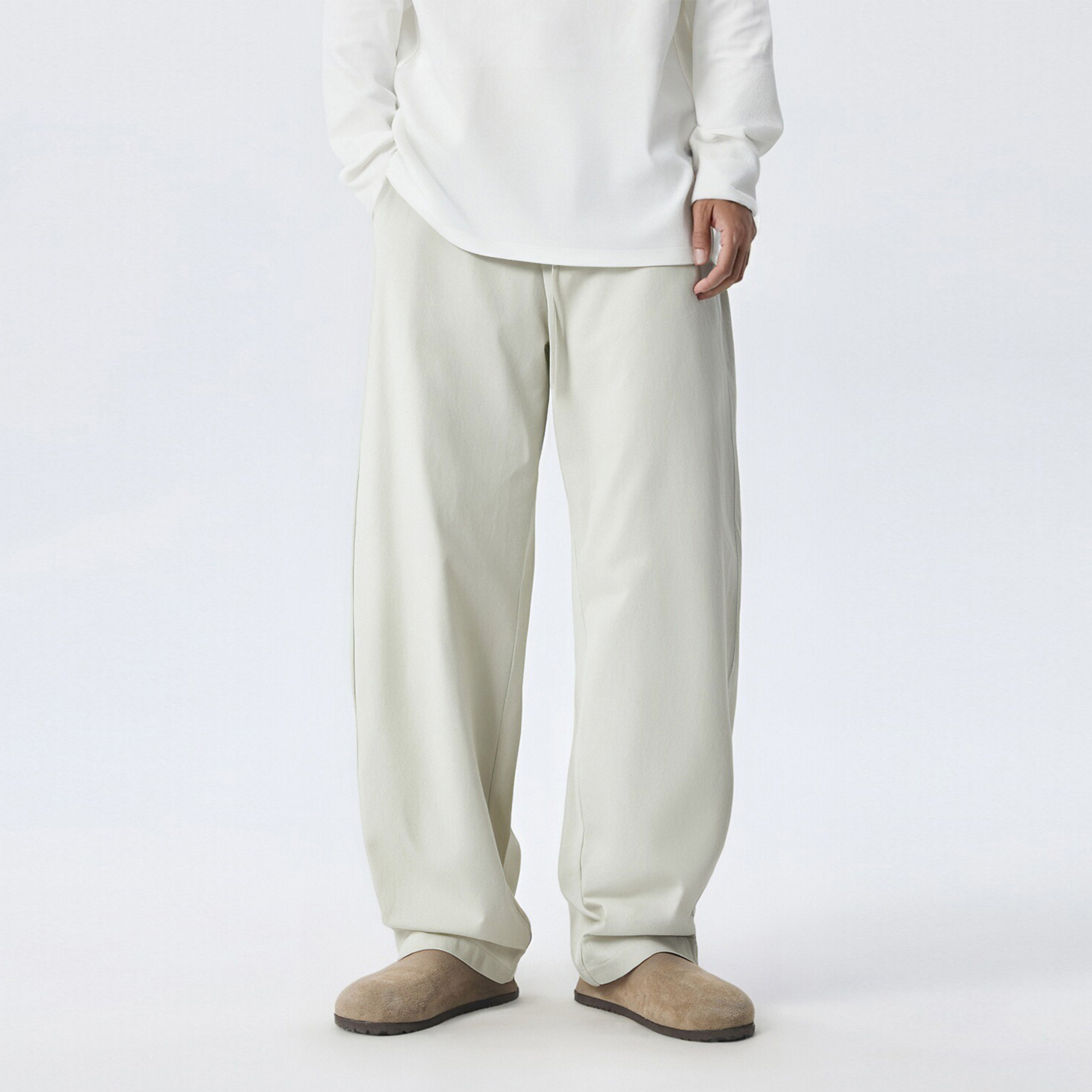 bdpowerup弯刀裤男秋冬新款廓形简约梭织长裤直筒宽松休闲裤子