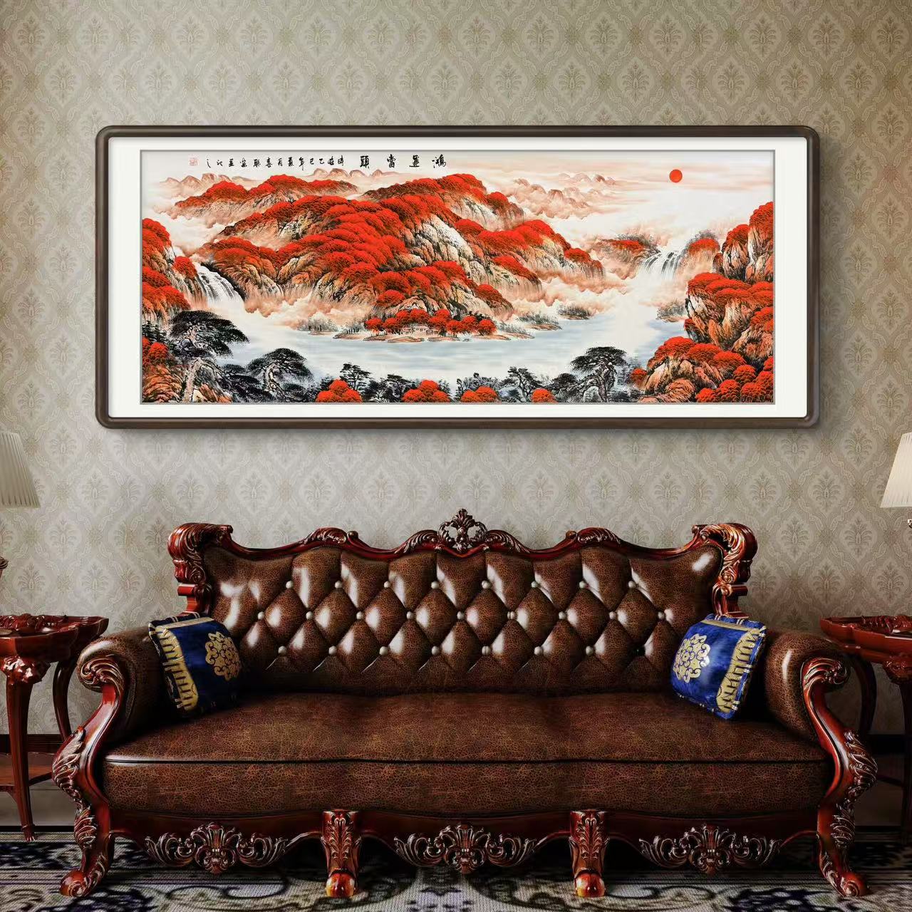 《鸿运当头》纯手绘国画四尺六尺八尺山水客厅办公室挂画书画直播间