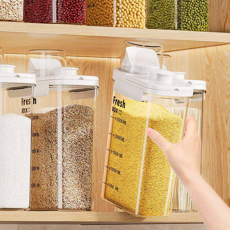 塑料透明密封罐带盖子食品级家用食品储物罐五谷杂粮收纳盒密封保