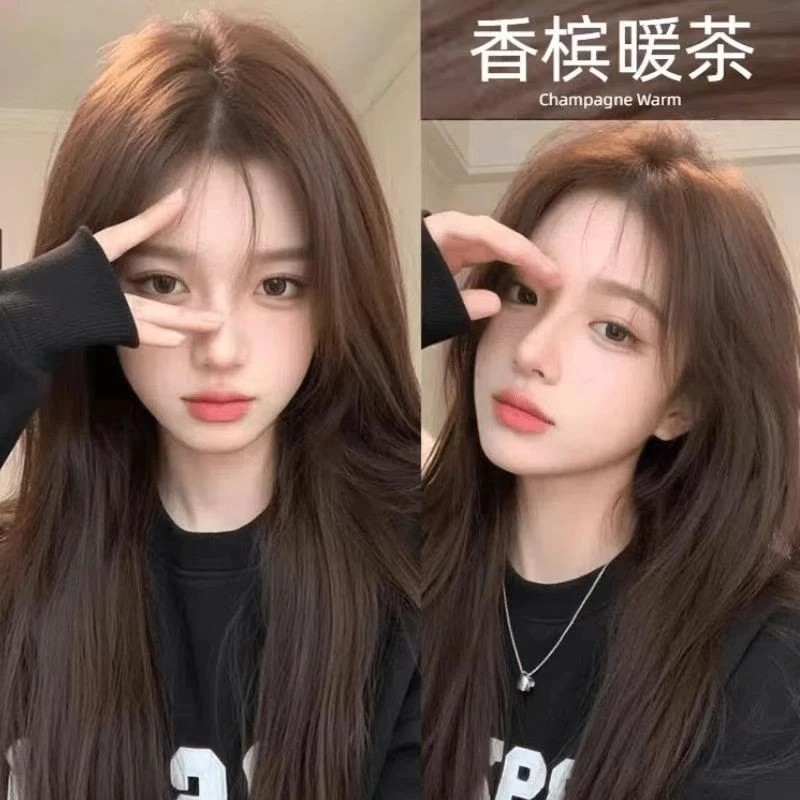 香槟暖茶色染发膏2025流行色盖白发植物正品纯自己在家染发剂显白
