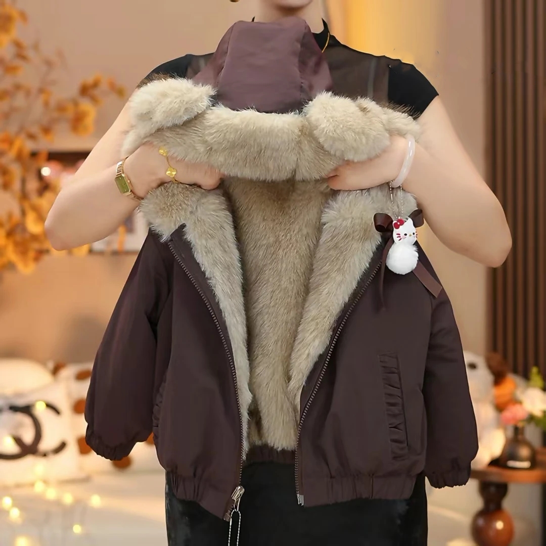 女童双面穿派克服外套秋冬款2025新款洋气绒女宝童装冬季棉衣服潮