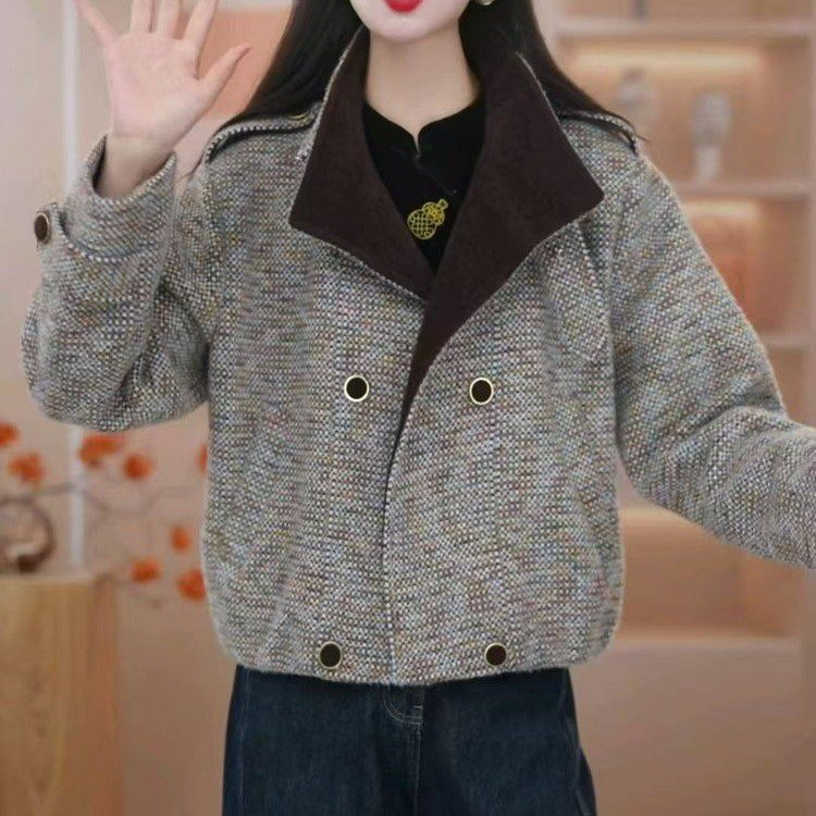 常规款通勤短款女秋季厚款短外套小香风大衣气质韩版秋冬