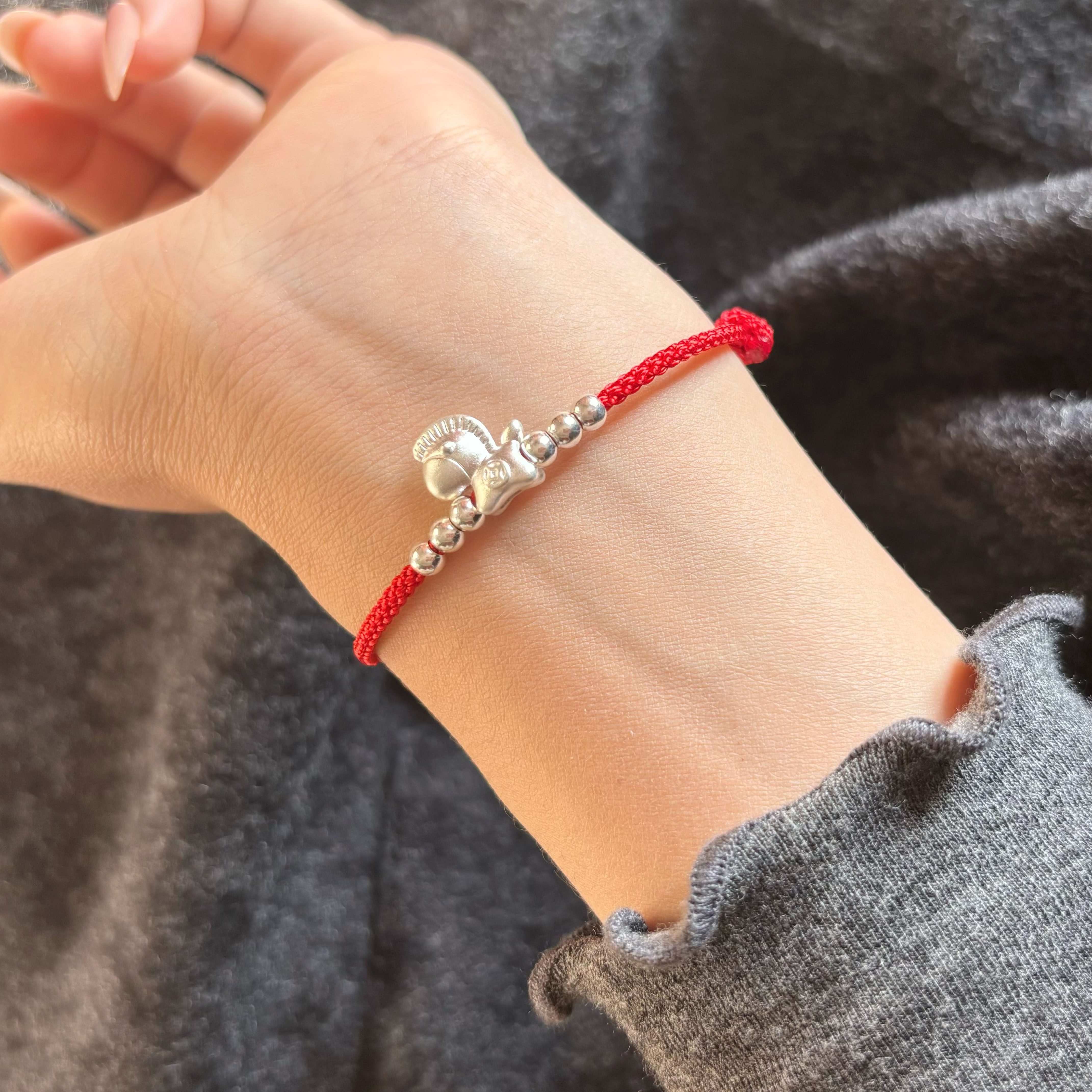 足银手链 本命年红绳女2026生肖马年纯银999手链新年礼物吉祥招财