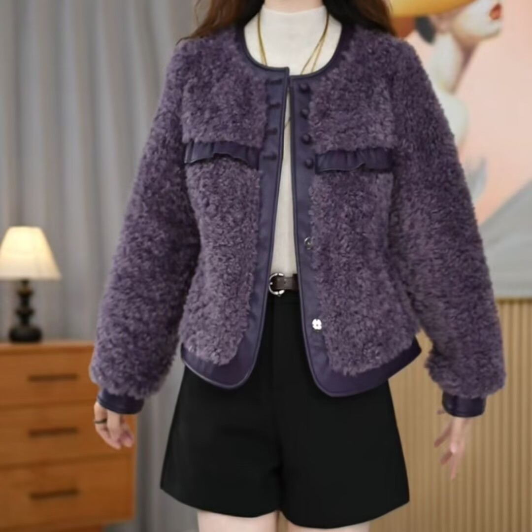 【艾丝琪】冬季新款洋气简约修身气质减龄女士外套M-2XL