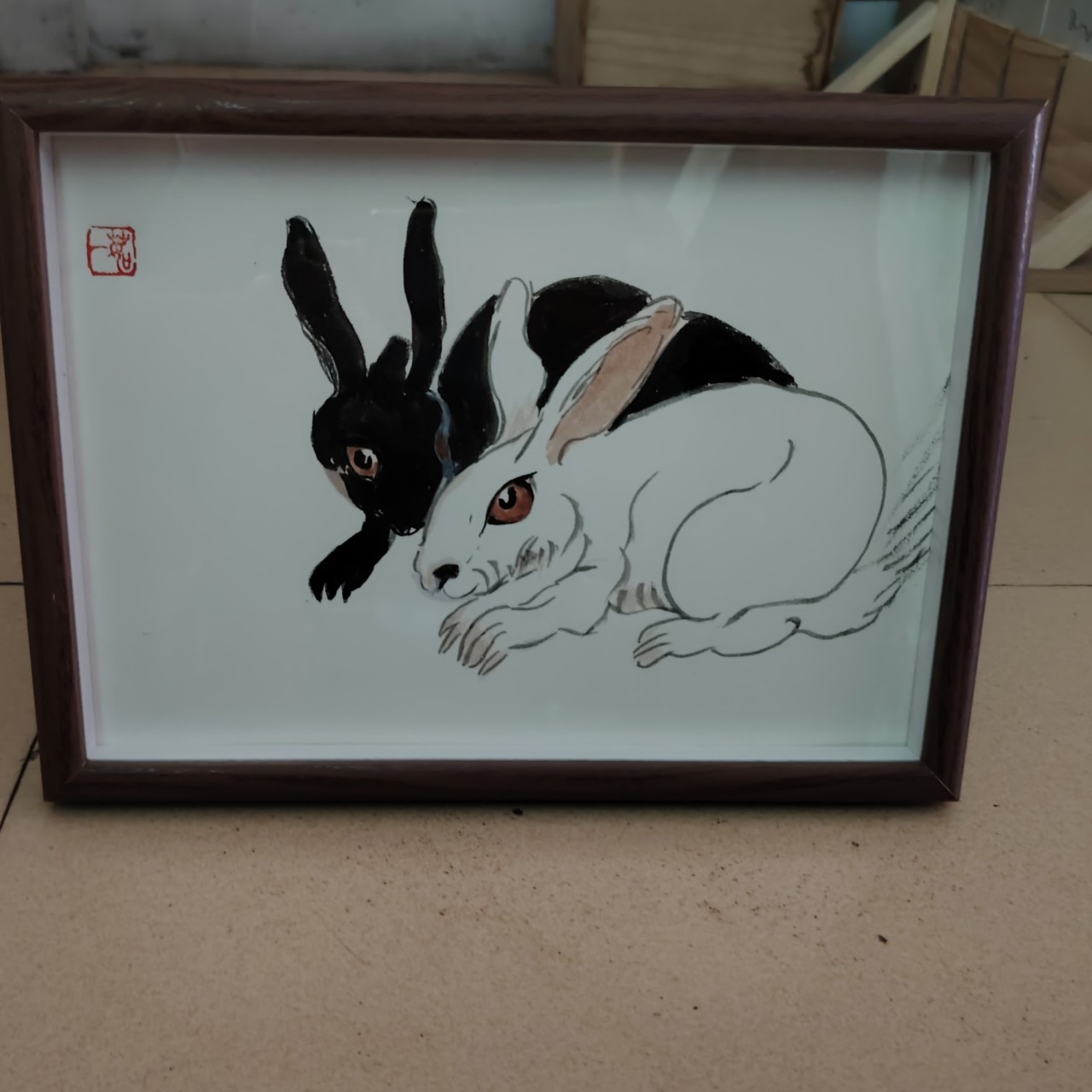 茹一作品十二生肖兔尺寸A4带框发货