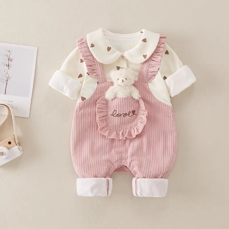 婴幼衣服连体宝宝连体衣两件满月可爱百天超萌春秋哈衣爬服S-523