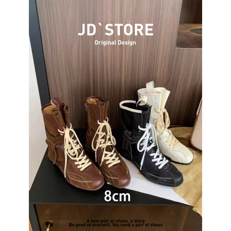 秋季新品上市！复古百搭猎装德训马丁靴女秋系带英伦粗跟旅游短靴
