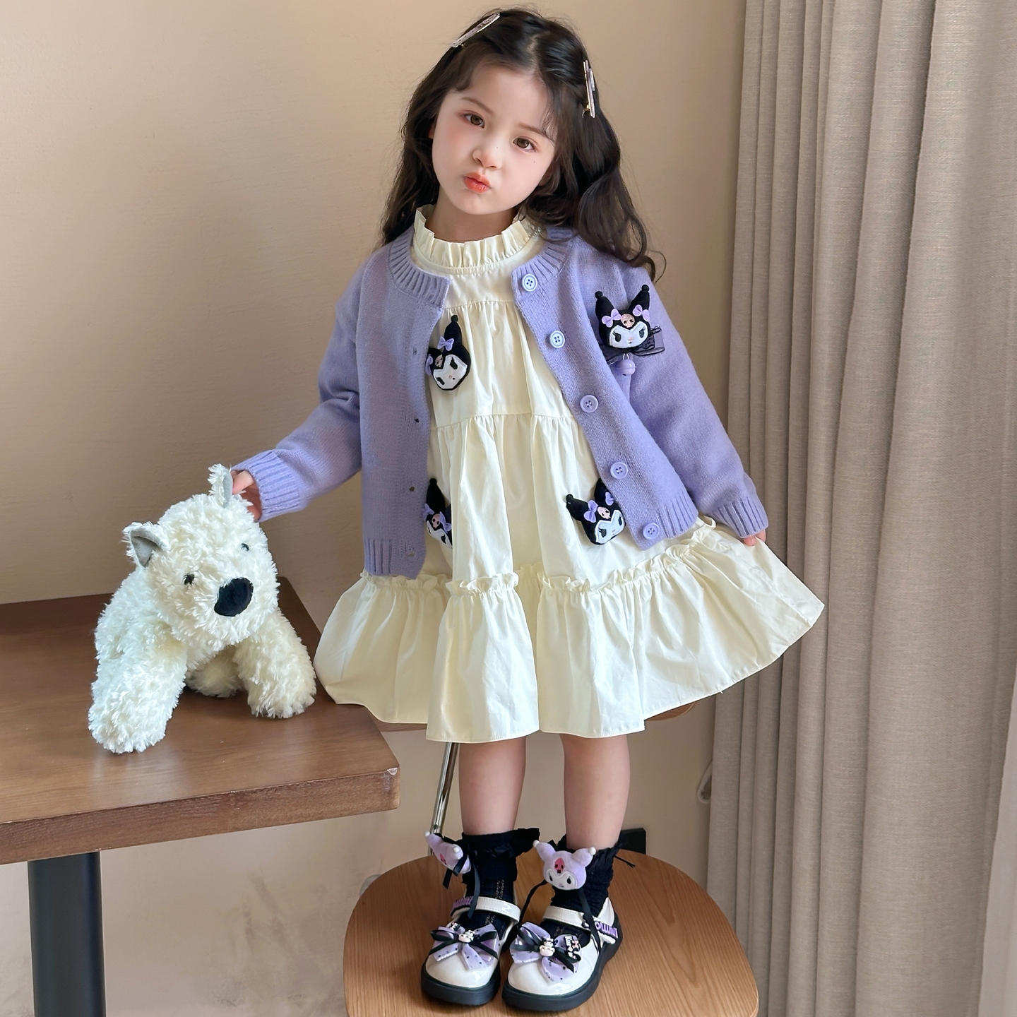 女童毛衣连衣裙春秋儿童针织衫公主裙秋装宝宝洋气秋季库洛米裙子