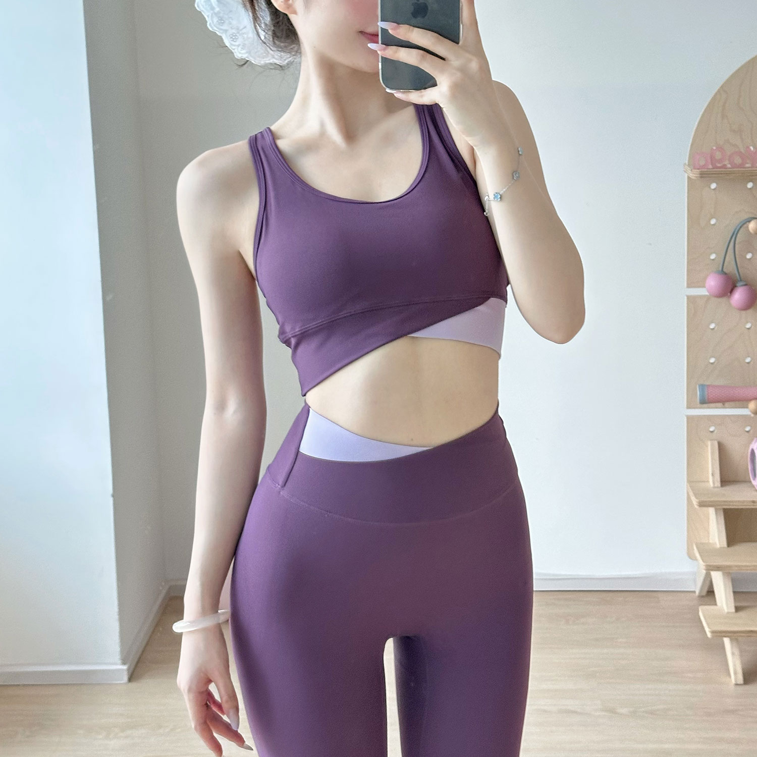 gogoyoga瑜伽服套装高强度防震固定杯背心高腰提臀无尴尬线瑜伽裤