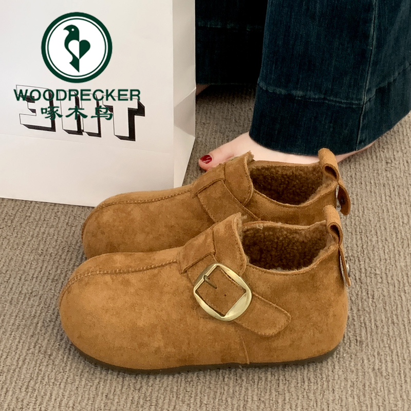 啄木鸟小土豆全包加绒勃肯鞋女2025新款秋冬季保暖博肯棉鞋