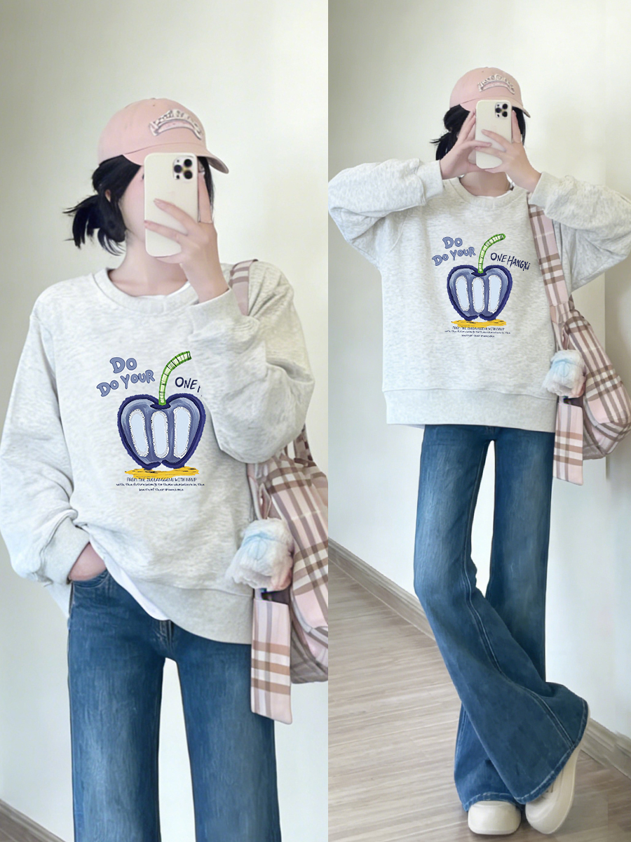 2026新款正肩套头卫衣女秋冬季加绒加厚胖mm大码休闲圆领长袖上衣