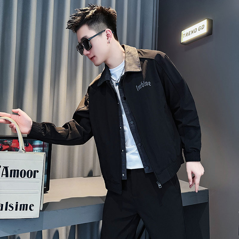 单排扣ins加厚男百搭翻领休闲运动风衣男士耐磨防风