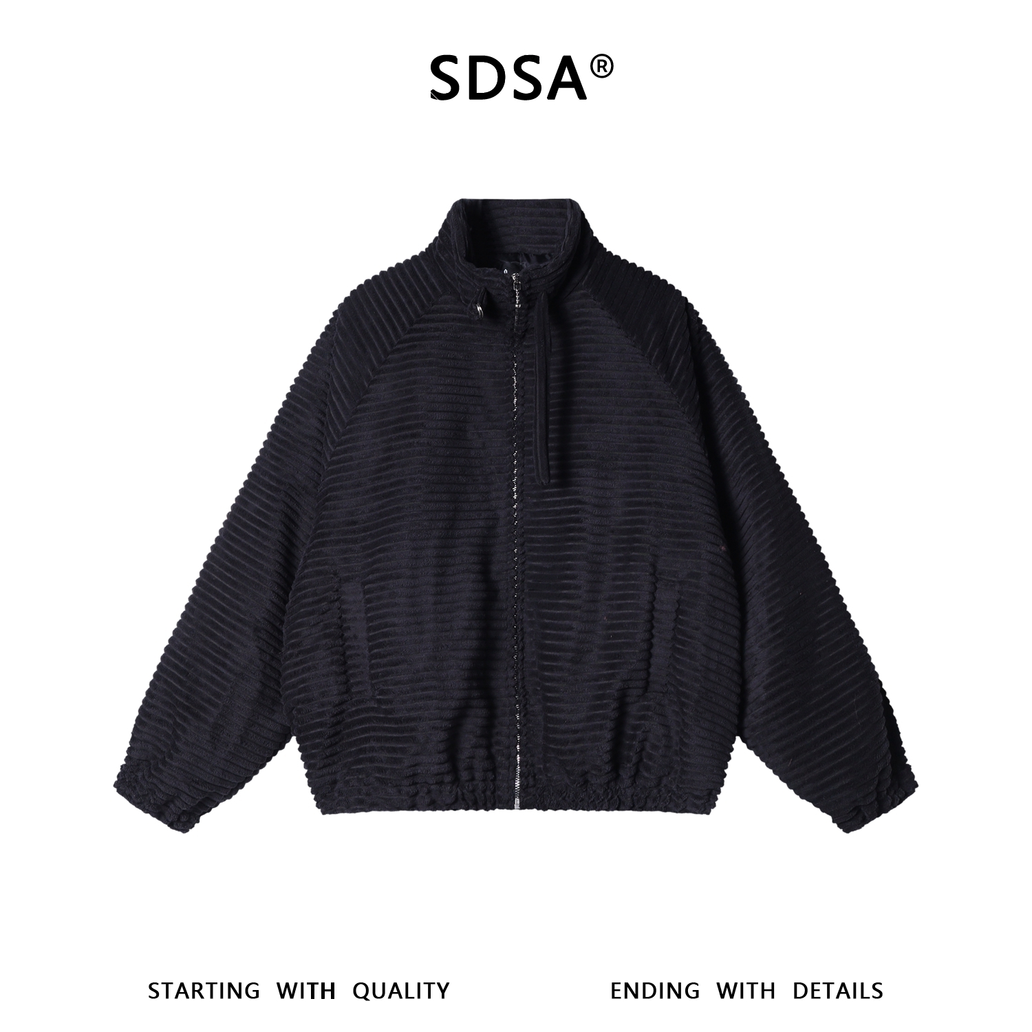 SDSA男士秋冬新款痞帅男装韩版简约条纹梭织外套夹克立领百搭宽松