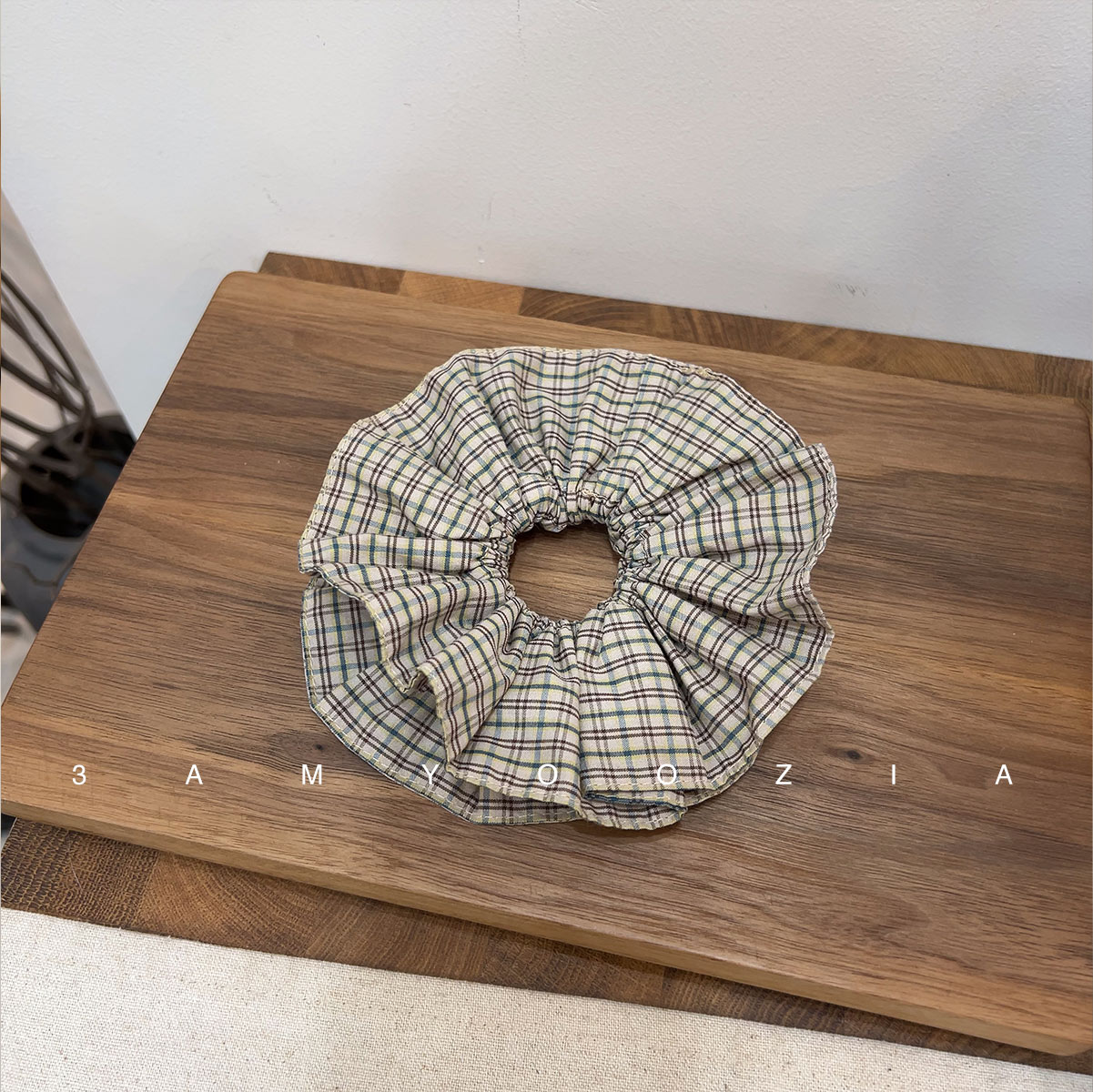 韩国发饰小众简约设计头饰发绳2025新款日常百搭格纹双层大肠发圈