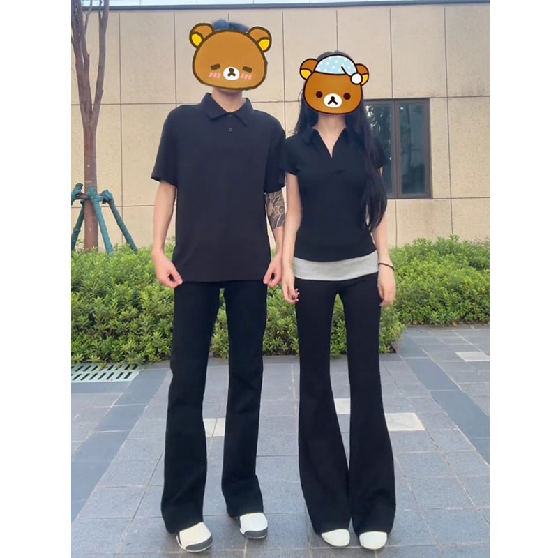 tian黑色直筒牛仔裤男女款夏季美式vibe裤子修身显瘦微喇长裤情侣