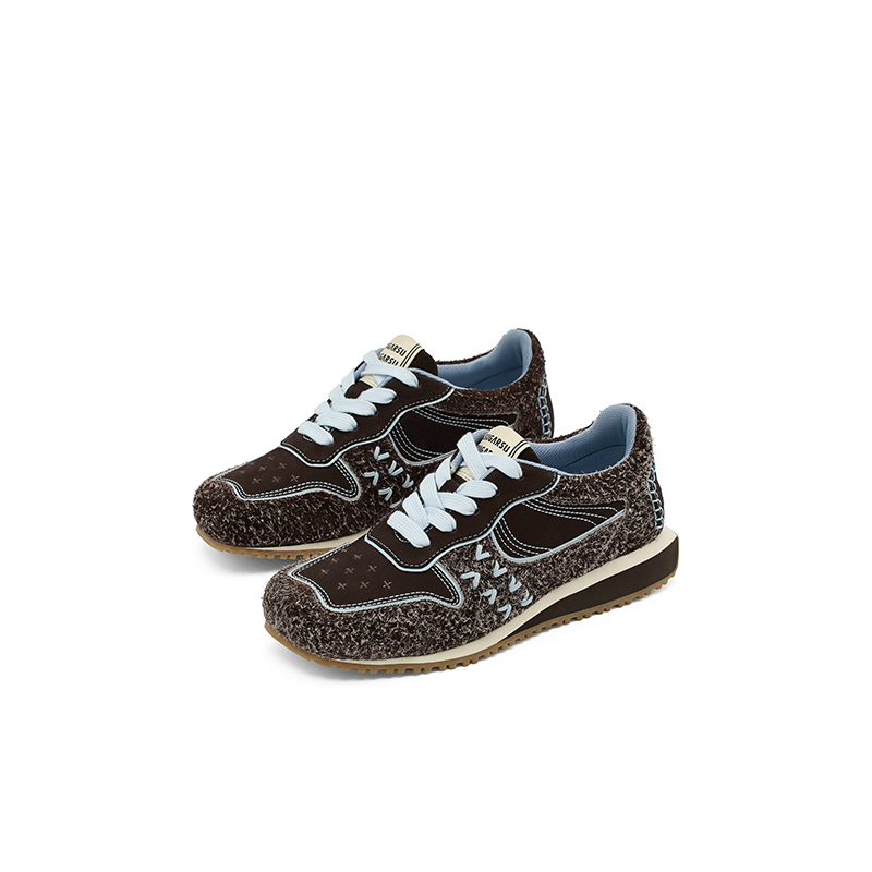 SugarSu/酥履【琥珀流光】秋季新款复古拼色可露丽德训方头阿甘鞋