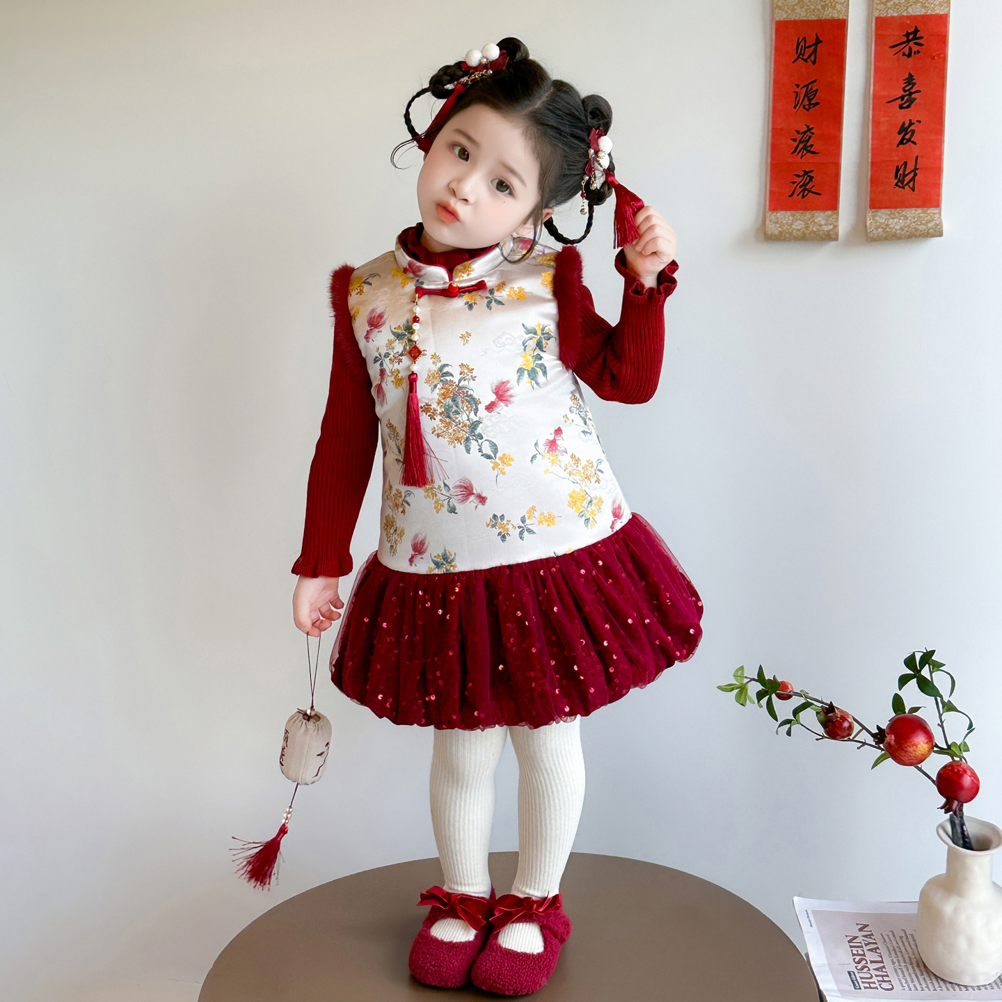 女宝宝2025冬季中国风2025冬汉服秋冬冬装公主裙加厚