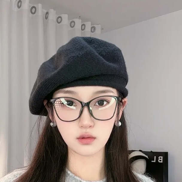 秋冬万搭王！原创卷边针织贝雷帽超显脸小百搭大头围画家帽