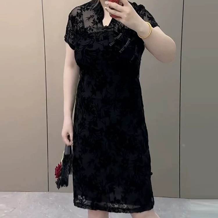 新中式开领夏季旗袍短袖