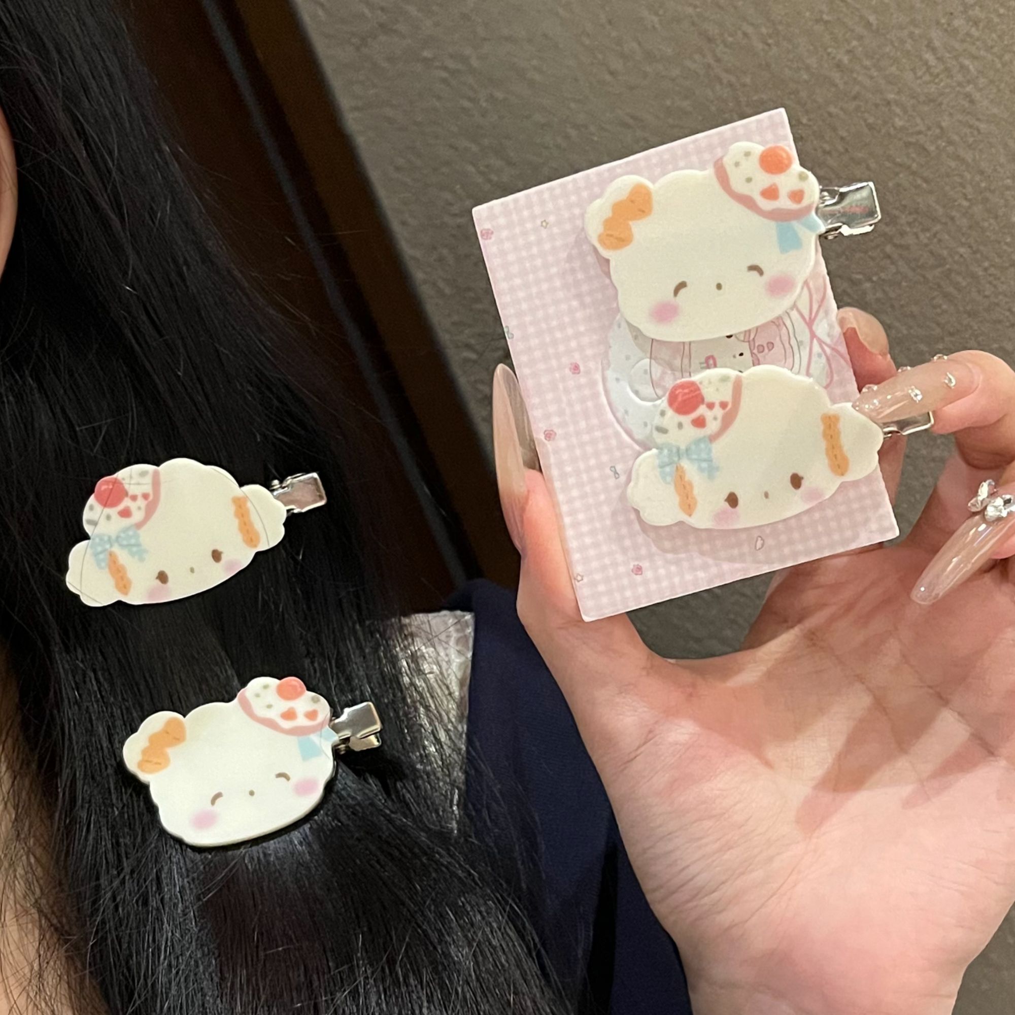 可爱三丽鸥百搭发夹甜妹卡通少女碎发无痕夹蛋糕小羊小熊刘海夹