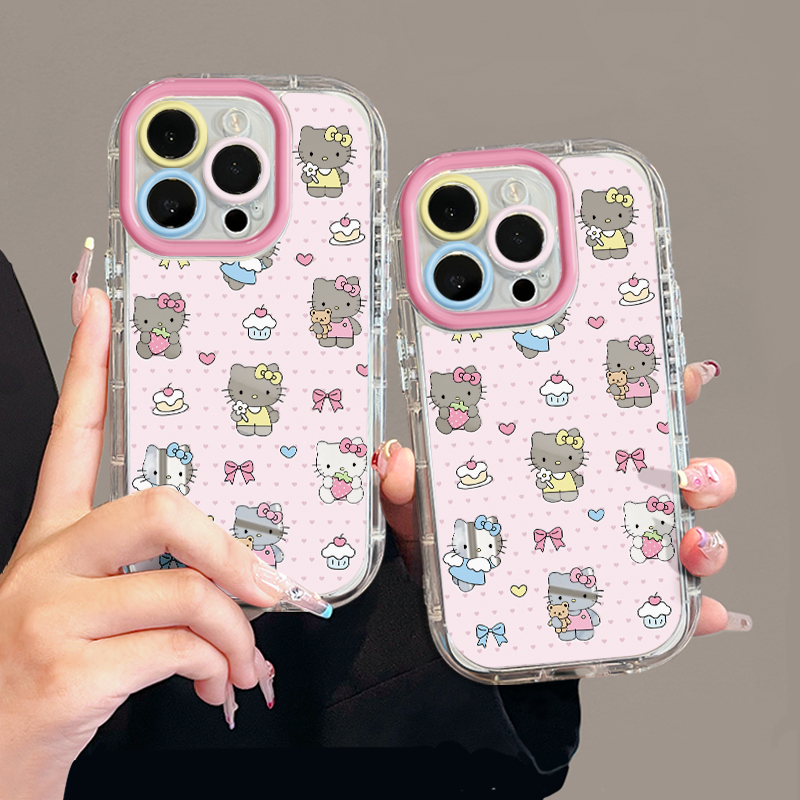 爱心波点kt适用苹果17pro手机壳16promax镜面华为p80奶油oppo小米