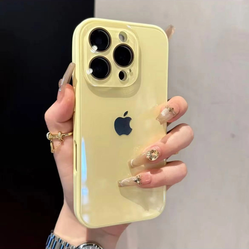 高颜值冰感玻璃壳适用iPhone16手机壳17promax全包镜头膜苹果13女