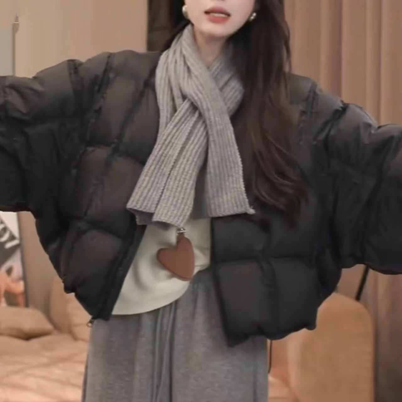 香朵儿【送围巾呀】韩版冬季新款宽松保暖外套时尚百搭面包服棉服女