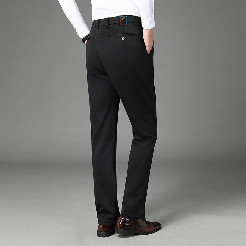 秋长裤西裤皮标直筒裤直筒正装中年秋冬季商务休闲男士休闲裤-MF