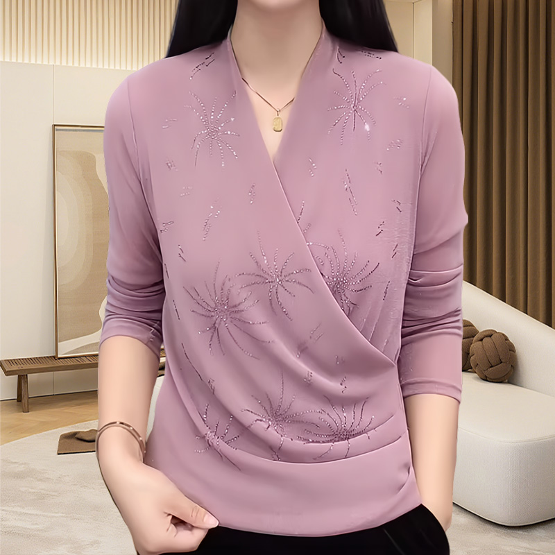 长袖打底衫女2025秋季新款洋气减龄轻熟风舒适纯欲简约网纱t恤女