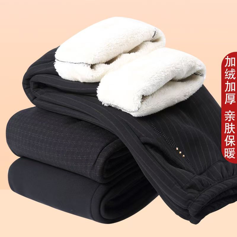 中老年女裤加厚羊羔绒妈妈加绒裤冬季大码奶奶长裤宽松休闲裤子