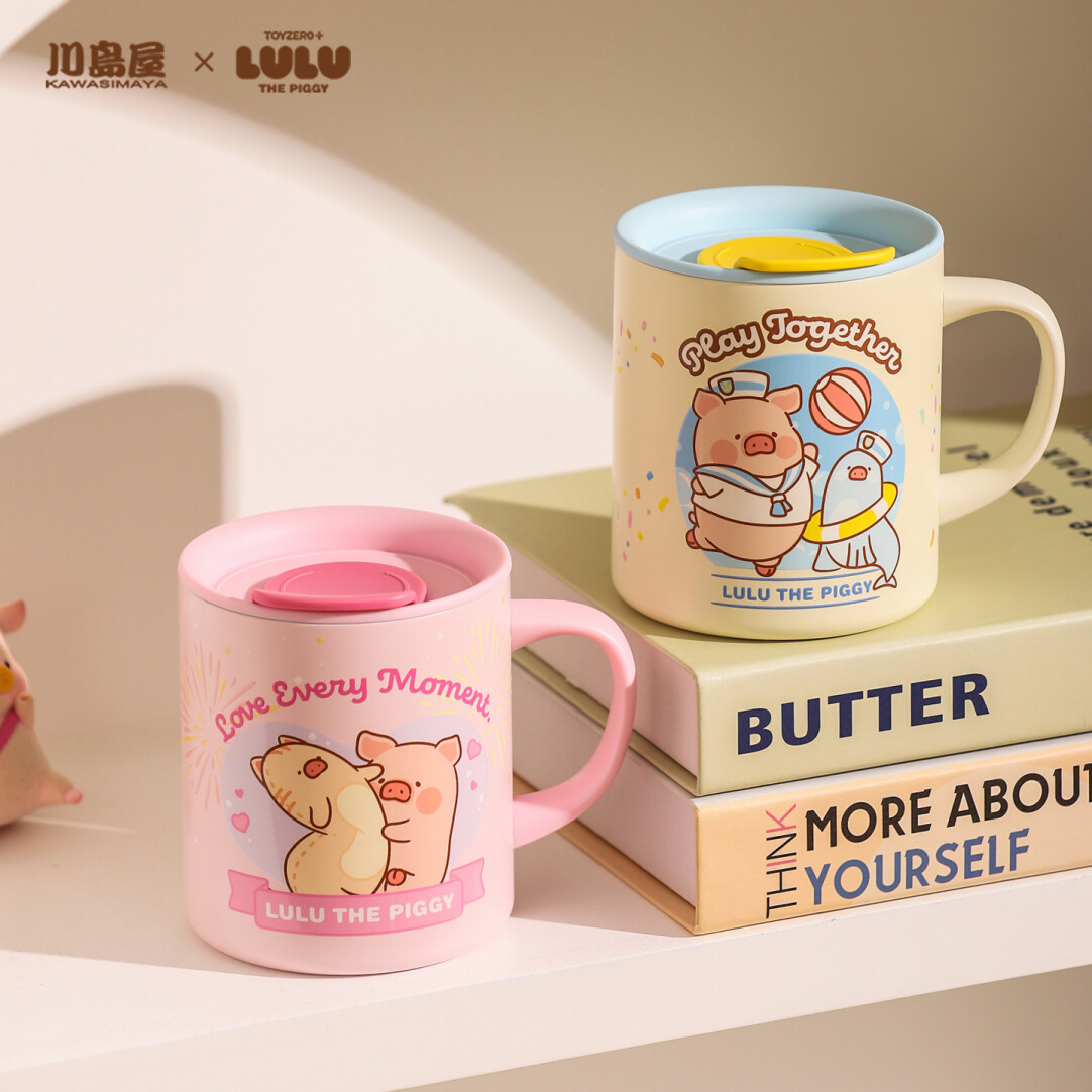川岛屋&lulu猪联名 保温杯女生办公室咖啡杯子家用不锈钢儿童水杯