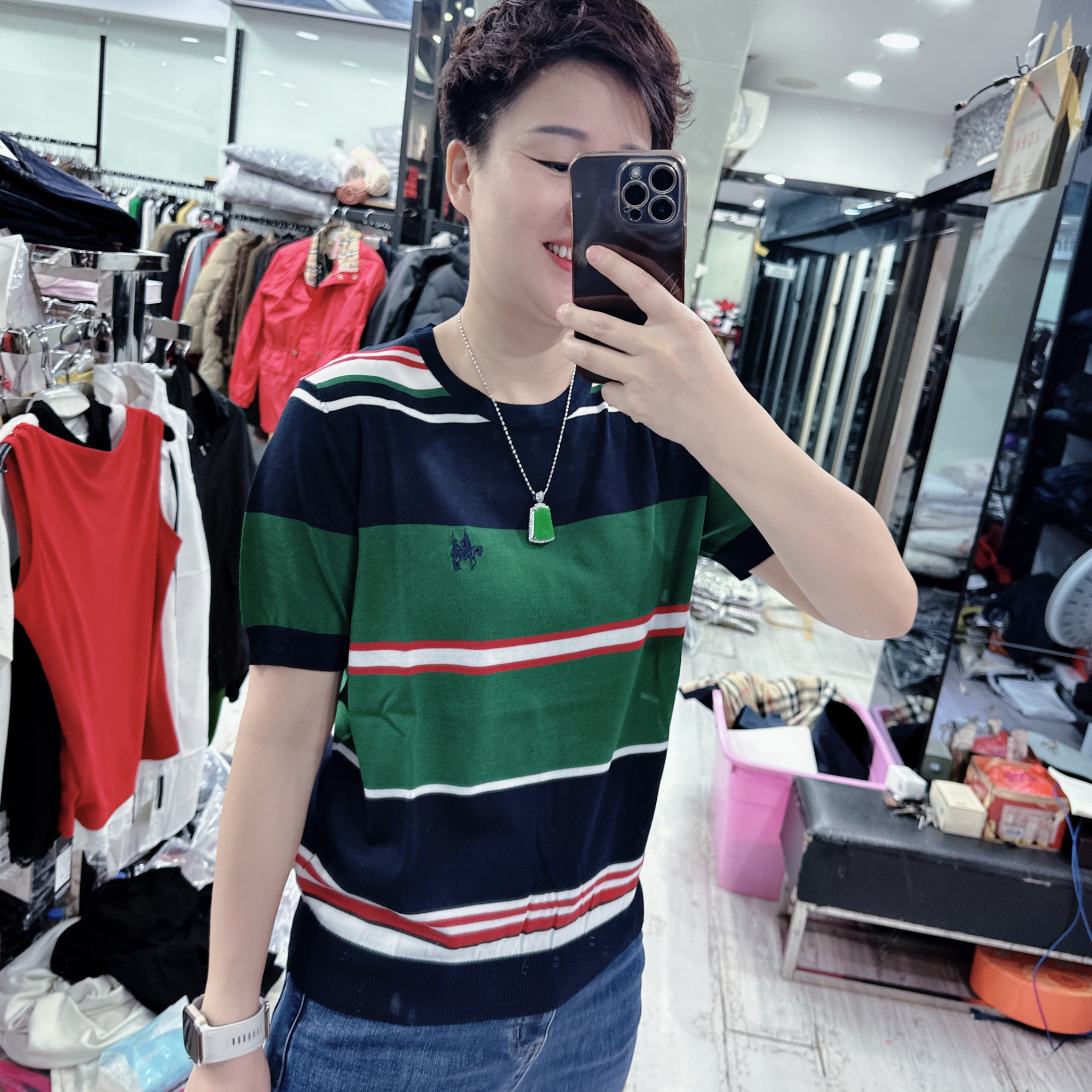 南韩定制款莱赛尔时尚针织小衫上衣98186