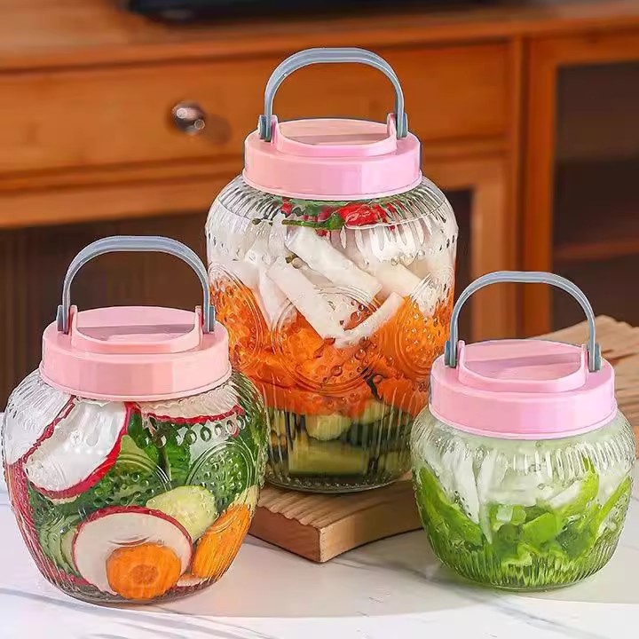 玻璃瓶泡菜坛子密封罐带盖家用咸菜罐加厚腌菜罐食品杂粮储物罐gh