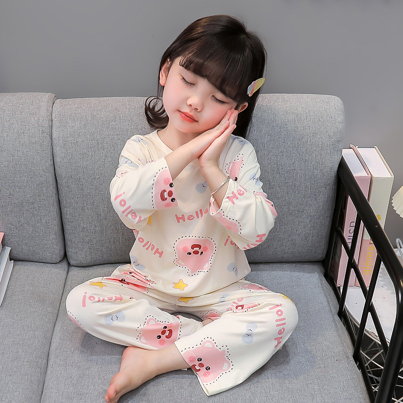 儿童睡衣春秋莫代尔女孩2025新宝宝薄款长袖空调服女童家居服春秋