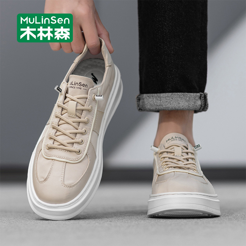 木林森帆布鞋男款秋季轻便透气休闲板鞋软底上班懒人鞋一脚蹬男鞋