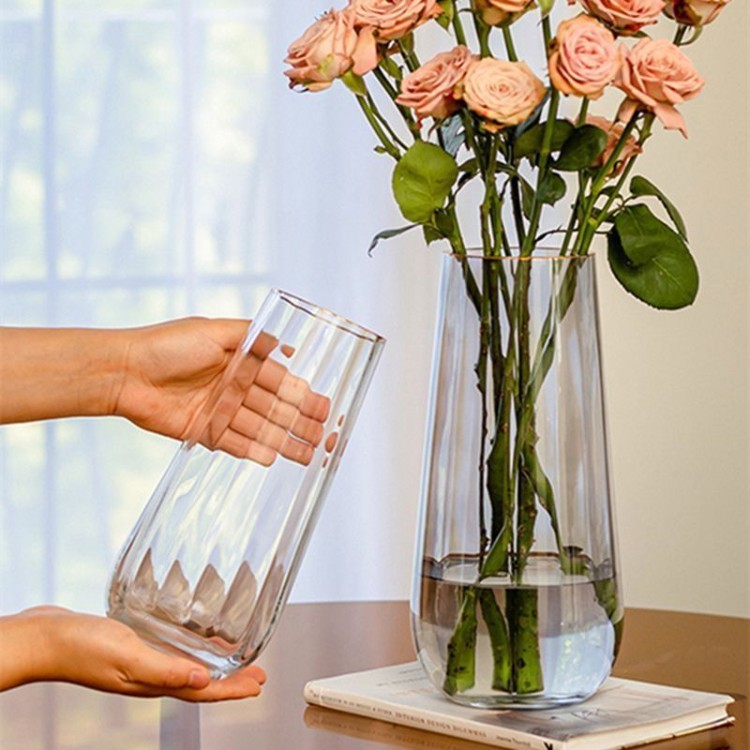 水滴花瓶轻奢高级感透明玻璃花瓶大插花水养玫瑰专用客厅装饰