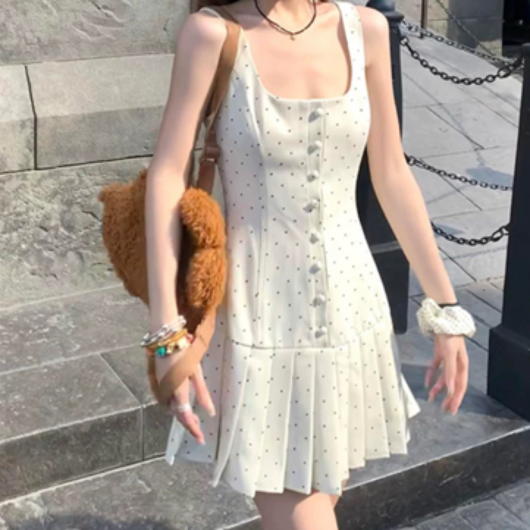 【小个子定制】夏季法式甜美美波点吊带短款连衣裙