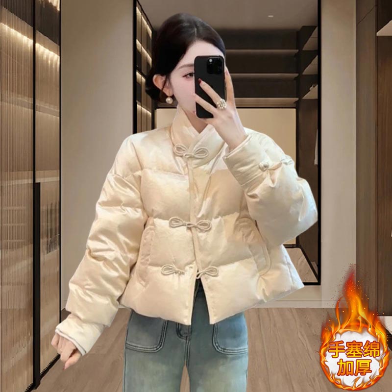 新中式国风盘扣加厚棉服女士秋冬季2025新款新年战袍气质短款外套