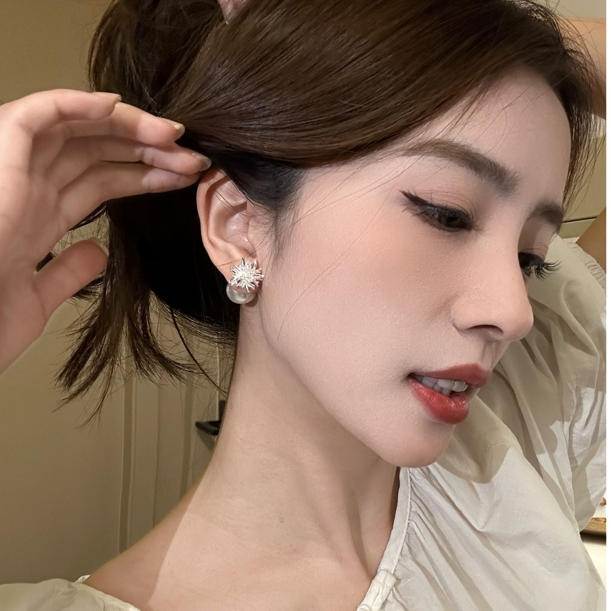 铜合金耳饰 【花丛】设计感一款两戴耳钉烟花百搭显脸瘦氛围感耳饰