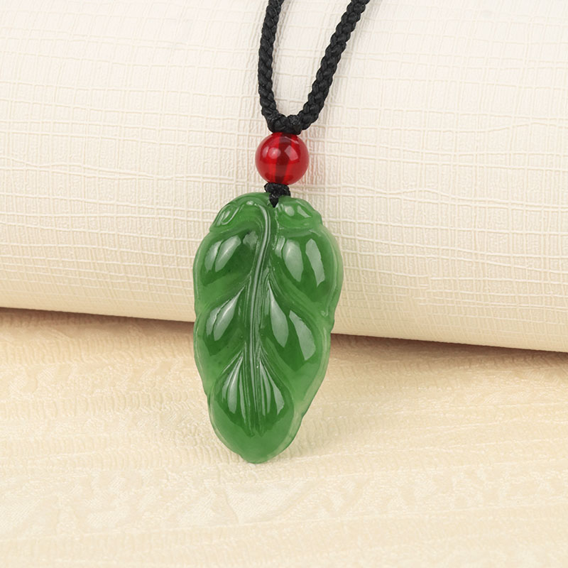 天然和田玉碧玉菠菜绿色玉叶子吊坠挂坠挂件玉佩C204多样性发其一