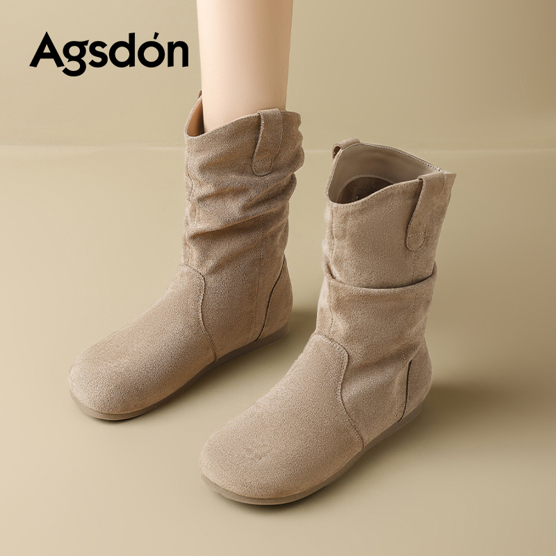 /奥古狮登勃肯短靴女2025新款秋冬季中筒马丁靴子堆堆骑士靴爆款Q