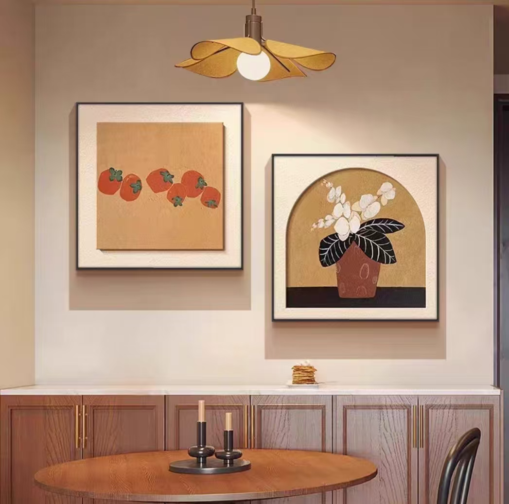 【中古风餐厅】砂岩肌理餐厅床头餐厅轻奢温馨潮流定制装饰挂画