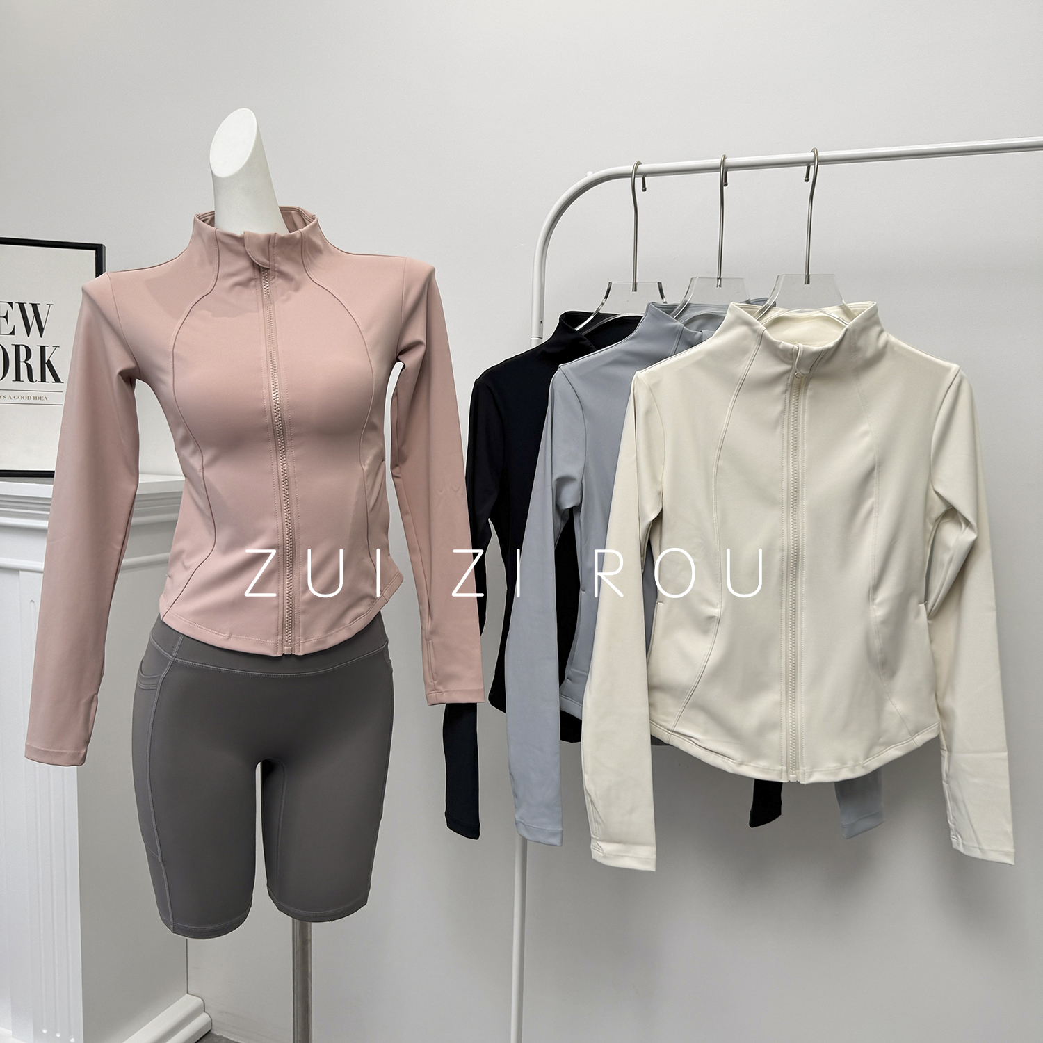 瑜伽外套女2025新款春秋季立领夹克普拉提训练上衣跑步骑行健身服