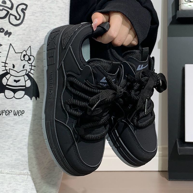 回力黑武士男鞋潮牌高级感厚底板鞋男款2025新款秋季黑色休闲鞋子