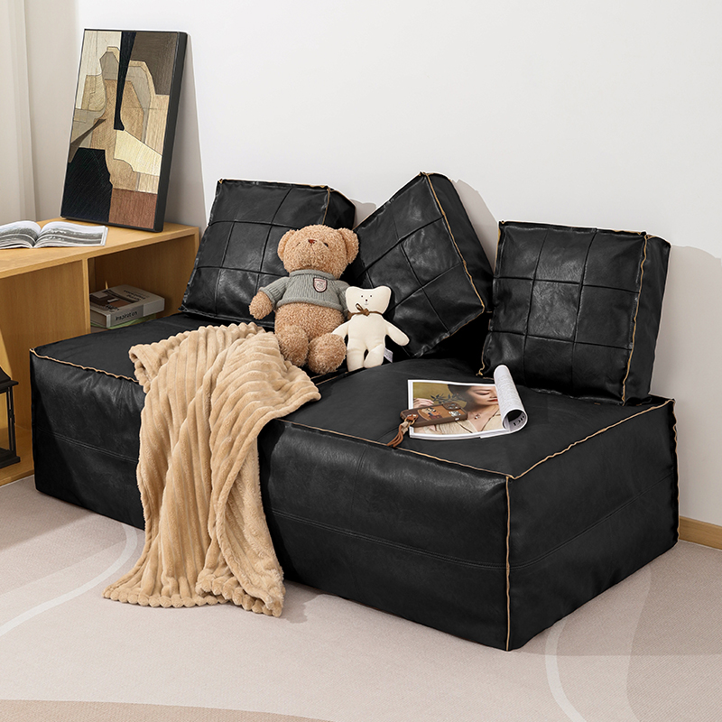 Z可躺式收纳坐墩二合一皮质蒲团家用客厅卧室收纳袋懒人收纳沙发