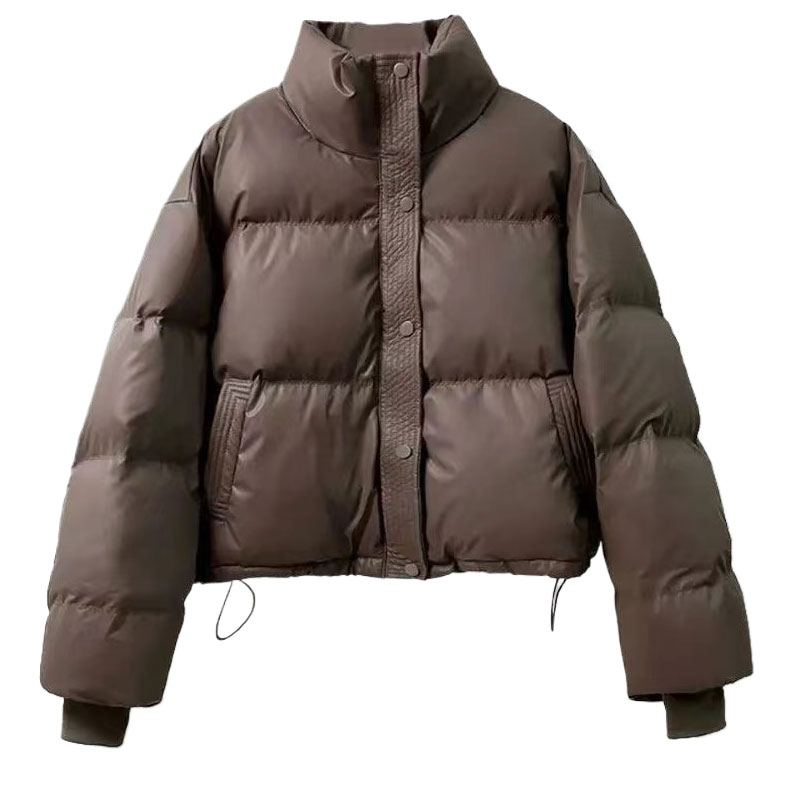 冬季2025年新款欧货pu皮加厚面包服外套女短款小个子时尚棉衣棉服