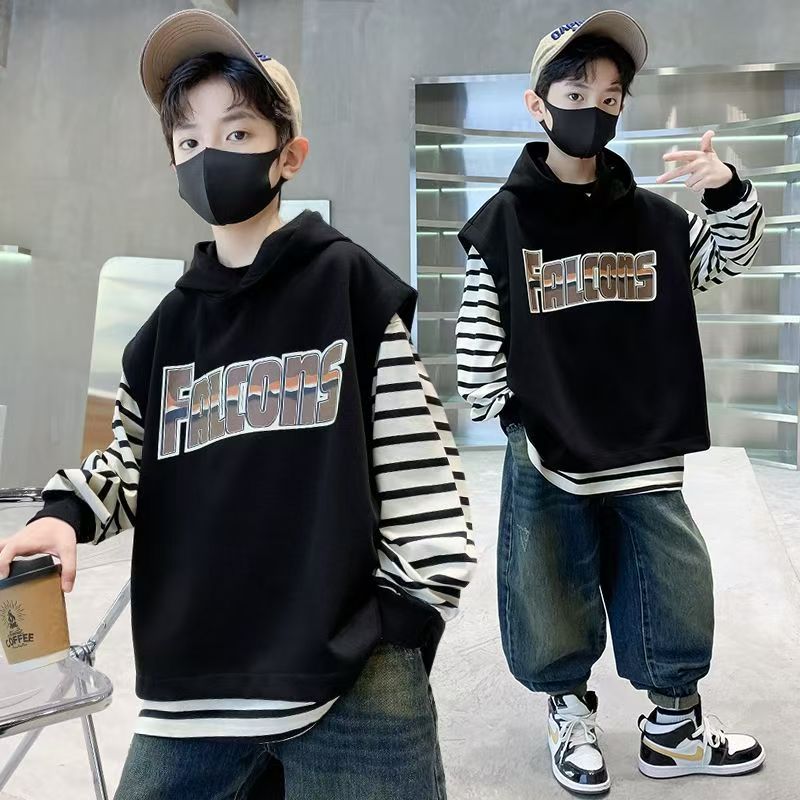 【实体品质，真两件】马甲卫衣新中式两件套中大童休闲帅气炸街时尚