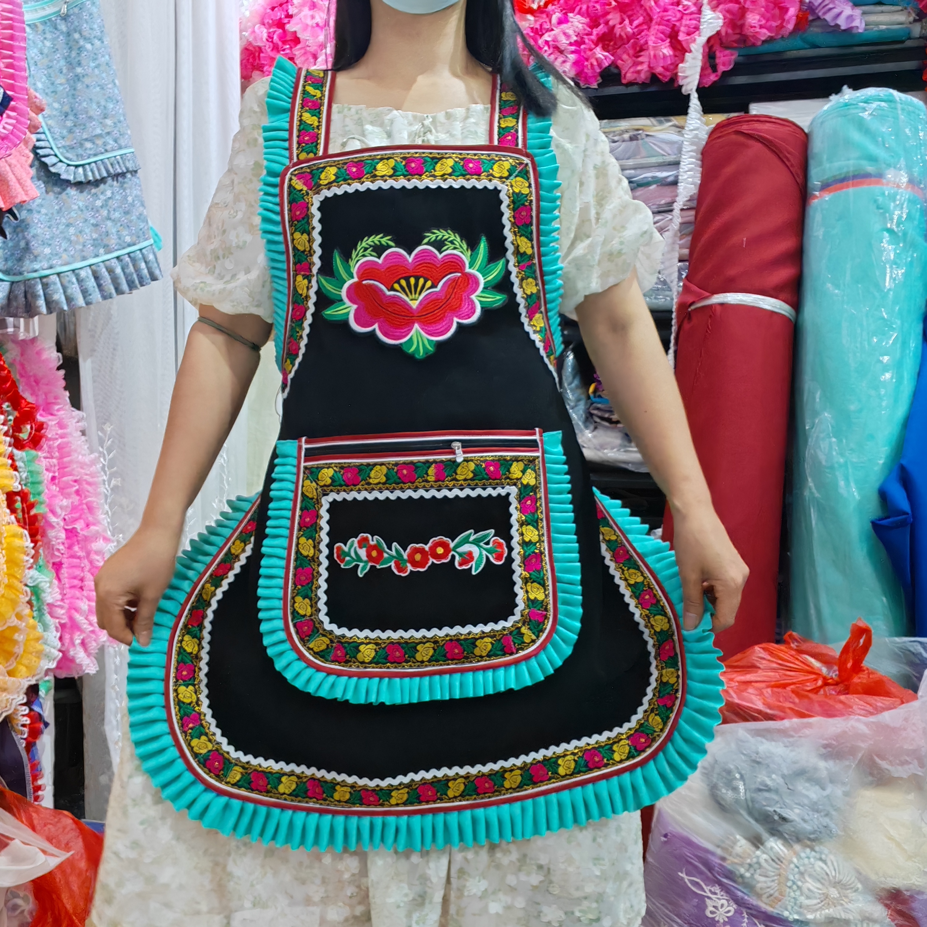 旺晨家纺新款围裙厨房专用时尚可爱防尘防污工作服自产自销