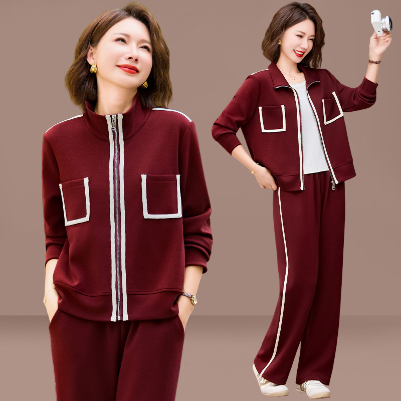 气质妈妈秋装运动套装洋气2025新款中老年人外套女春秋休闲两件套