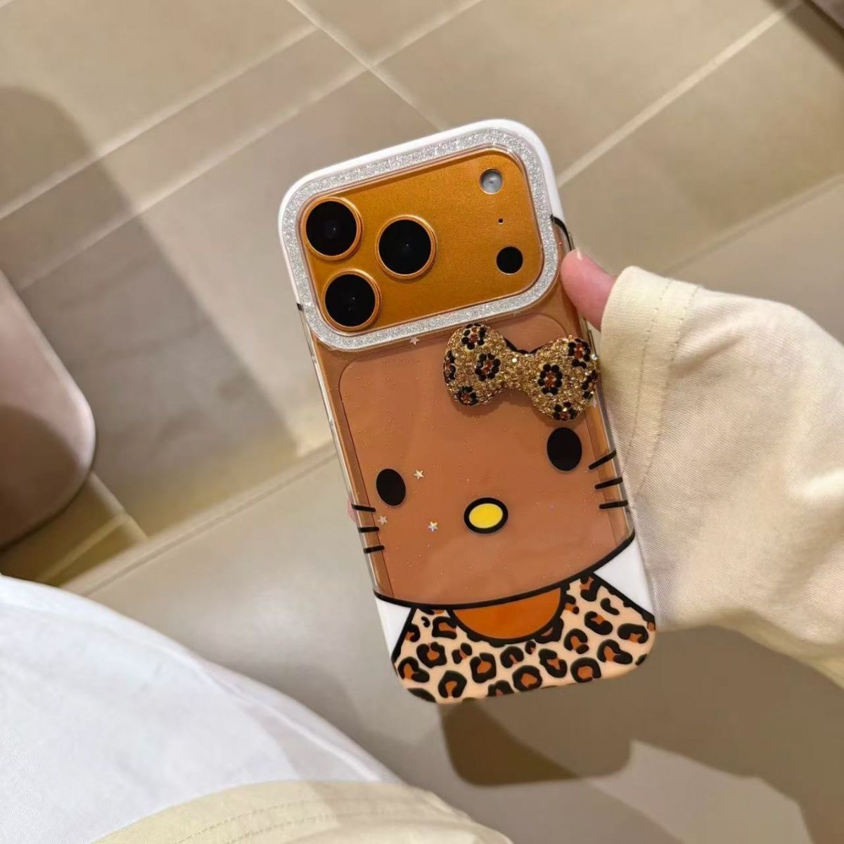 豹纹KT猫适用苹果17promax手机壳新款防摔高级iPhone16/15pro透明